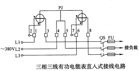 電錶接線圖分成直入式和互感器式的,合眾致達為您收集三相電錶的接線